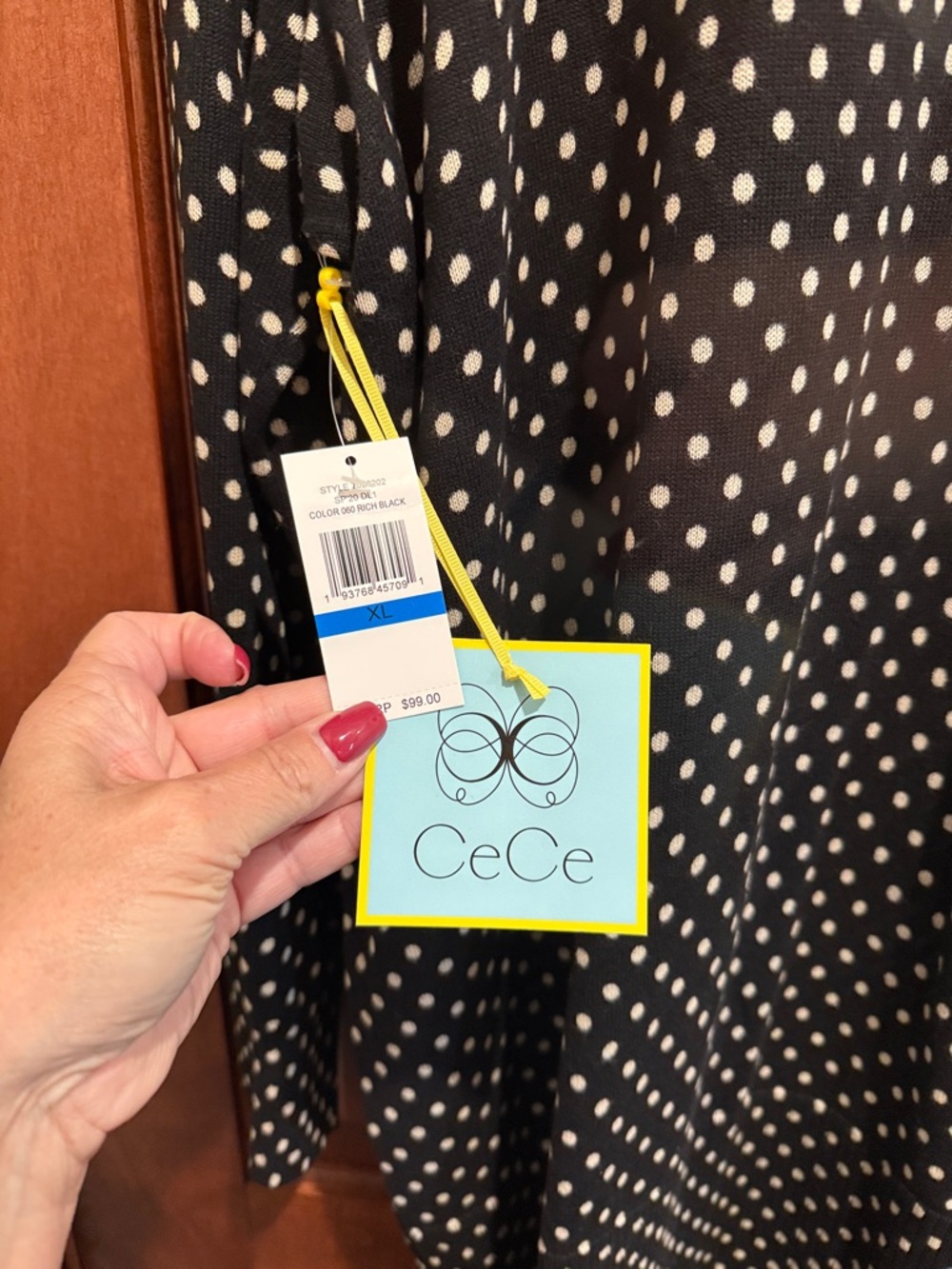 Black Polka Dot Open Cardigan by CeCe - Picture 6 of 6